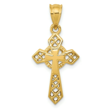 - 14kt Yellow Gold Irish Claddagh Celtic Knot Cross Religious Pendant Charm Necklace Passion Fine Jewelry Ideal Gifts For Women Gift Set From Heart
