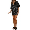 thumbnail image 4 of Cenuakty Women’s Casual 2 Piece Outfits Fashion Graphic Short Sleeve Button Down Shirt + Shorts Set Loungewear, 4 of 9
