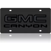 Stealth Black Premium Carbon Steel License Plate 3D GMC Canyon Blacked Out Logo