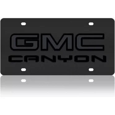 Stealth Black Premium Carbon Steel License Plate 3D GMC Canyon Blacked Out Logo