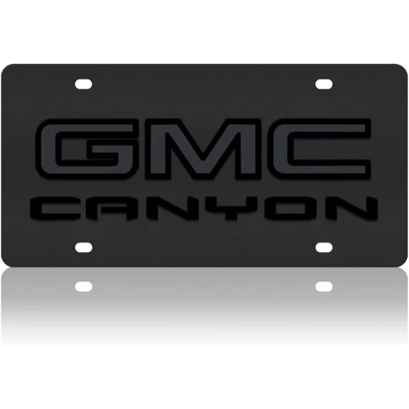 Stealth Black Premium Carbon Steel License Plate 3D GMC Canyon Blacked Out Logo