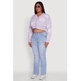 thumbnail image 4 of Women's Plus Size Flower Tufted Knit Cropped Cardigan, 4 of 5