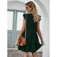 thumbnail image 2 of New Women’s Summer Dress Sleeveless Ruffle Sleeve Crewneck Mini Dress Solid Color Loose Fit Short Flowy Pleated Dress, 2 of 2