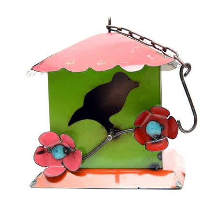 Rustic Arrow Green & Purple Hanging Birdhouse