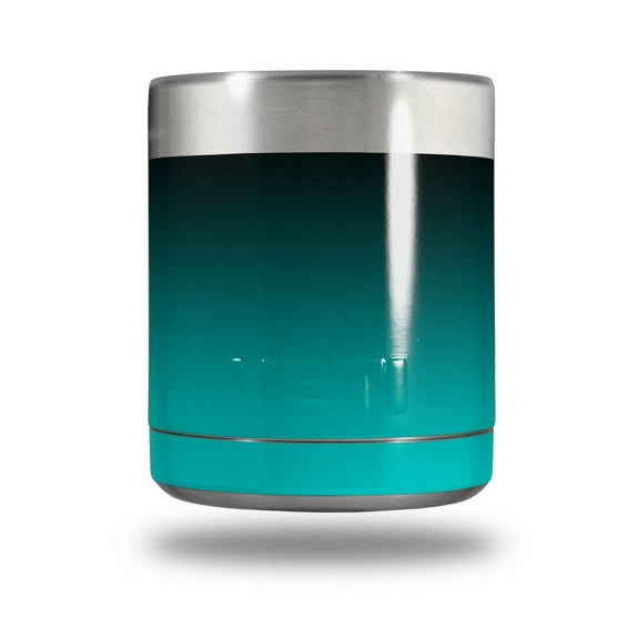 Skin Decal Wrap for Yeti Rambler Lowball - Smooth Fades Neon Teal Black by WraptorSkinz