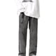thumbnail image 5 of Pantalones vaqueros de hilo negro y gris para hombre, rectos, sueltos y versátiles, largos con cinturón, pantalones para hombre, parte inferior Pompotops oipoqjl23886, 5 of 8
