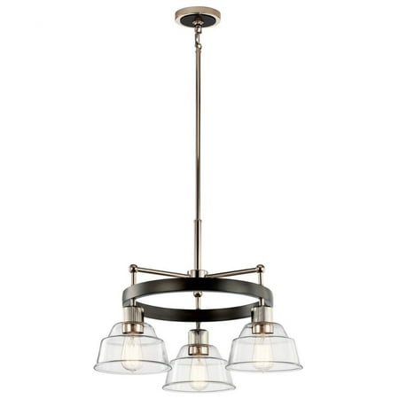 

3 Light Small Chandelier in Vintage Industrial Style-17.25 inches Tall and 23.25 inches Wide-Polished Nickel Finish Bailey Street Home 147-Bel-4435984