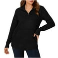 thumbnail image 4 of Weiqiqre Tops for Women Trendy Loose Half Zip Drawstring Pullover Sweatshirt Top Casual Long Sleeve Side Slit Knit Hoodie, 4 of 9