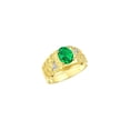 thumbnail image 4 of RYLOS Men's Rings 14K Yellow Gold Designer Nugget Ring Oval 9X7MM Gemstone & Diamonds  Emerald May Birthstone Rings For Man Size 13, 4 of 8