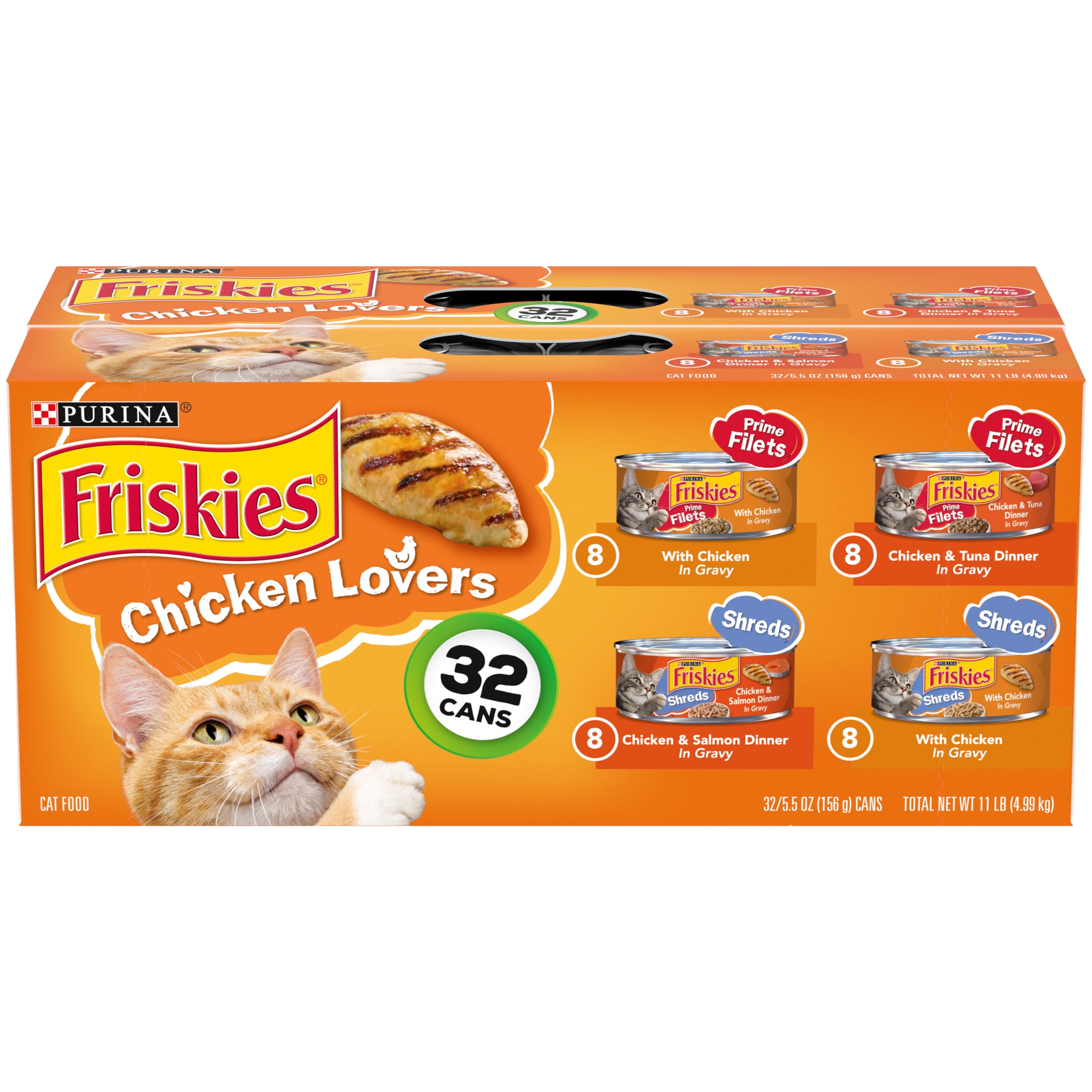 Purina Friskies Chicken Lovers Wet Cat Food Variety Pack, 5.5 oz Cans (32 Pack)