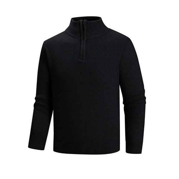 Dxzfnsa Knit Sweaters for Men Men's Casual Solid Color Quarter Zip Sweaters Lightweight Standing Collar Pullover Sweaters Fashion Knit Long Sleeve Sweaters