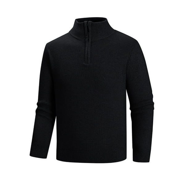 pstuiky manga larga de hombre, Suéter informal de moda para hombre, con cuello alto, media cremallera, elástico, capa base, tejido de manga larga top de hombre xxl