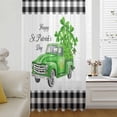 thumbnail image 6 of St. Patrick's Day Sheer Curtains 45 Inches Long, Spring Three Leaf Grass Truck Black Plaid Light Filering Curtains, Breathable Simi Curtain Privacy Drapes for Kitchen Bathroom Small Window Treatment, 6 of 9
