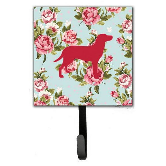 Caroline's Treasures BB1116-RS-BU-SH4 Labrador Shabby Chic Blue Roses Leash or Key Holder, Blue, Single Hook, multicolor