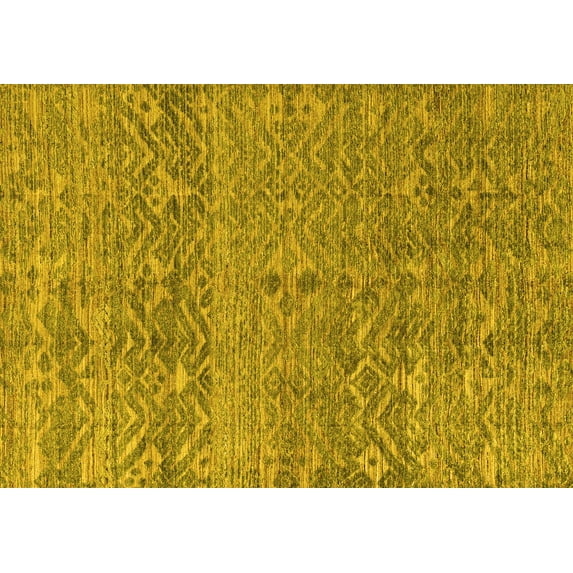 Ahgly Company Machine Washable Indoor Rectangle Abstract Yellow Modern Area Rugs, 2' x 5'