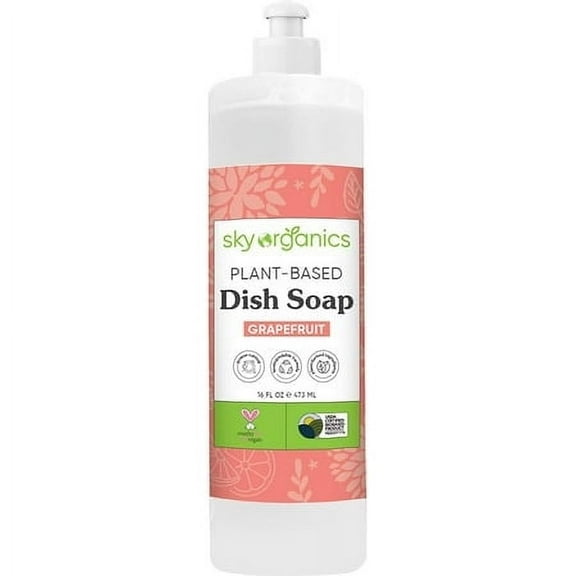 Sky Organics Plant Based Dish Soap, Grape Fruit 16 oz