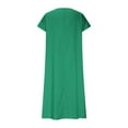 thumbnail image 5 of Horkkom Maxi Dresses for Women Short Sleeve V Neck Summer Dresses Casual Loose Solid Color Long Dresses Slit Side S, 5 of 6