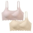thumbnail image 2 of 2PC Women Embroidered Comfortable Breathable Bras, Glossy Bralettes, Support Wireless Everyday Bra, Seamless Pullover for Women Daily Wear | TruBelle,Pink S, 2 of 8