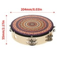 thumbnail image 2 of 8-Inch Wooden Handheld Tambourine with Double Row 12 Metal Jingles - Musical Percussion Instrument for Kids, Adults, Church, KTV, Parties, 2 of 6