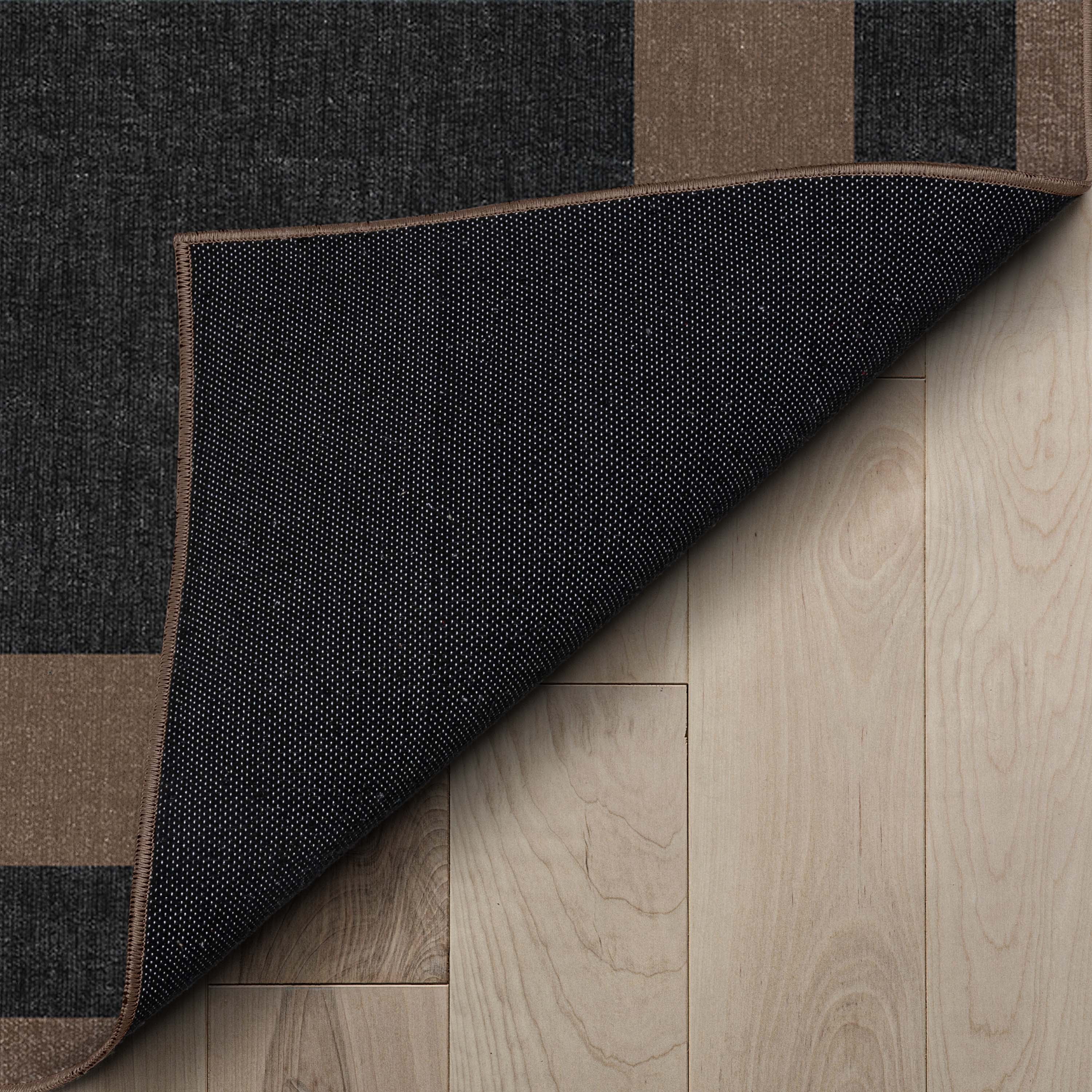 Well Woven Modern Plain Border Black Flat Pile Easy to Clean 2'3" x 7'3" Runner Rug for Living Room Stairs Hallway and Kitchen