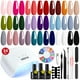 thumbnail image 1 of Kit de esmaltes de uñas en gel MEFA, 20 colores con luz UV, juego de 34 piezas, 1 of 8