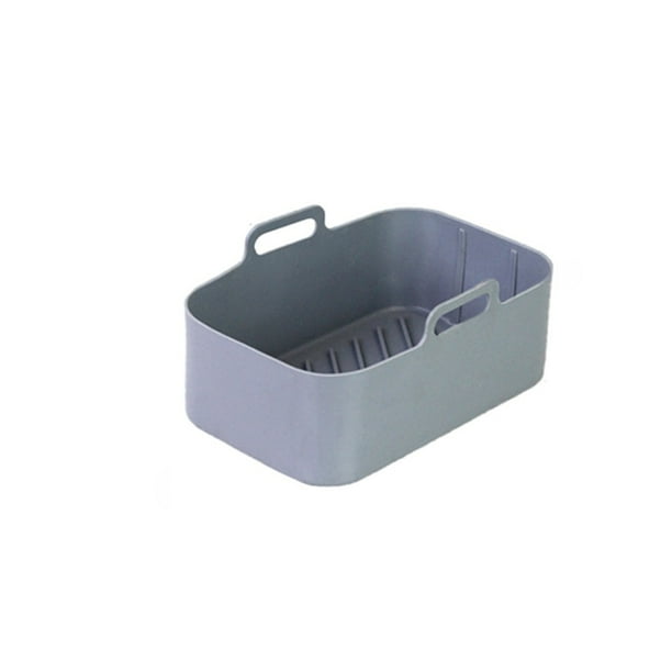 Yuarrent Bandeja de cocina para freidora de aire con mango, revestimiento que no se decolora, cesta de silicona reutilizable, accesorios para Cocina y Comedor Gris 1 PC