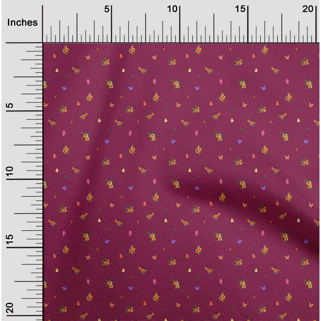 oneOone Cotton Flex Fabric Leaves|Insect & Flower Floral Print Sewing Fabric BTY 40 Inch Wide