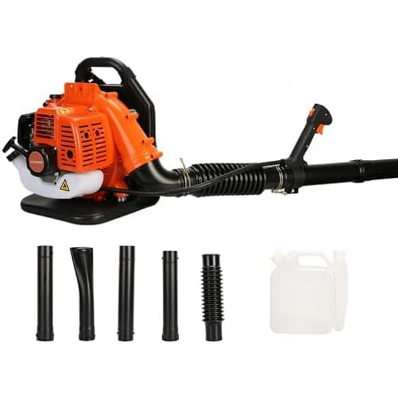 Backpack Leaf Blower, 2-Stroke Gas Engine Leaf Blower with 550CFM Air Volume, 1.2L Tank, 52CC Gas Powered Leaf Blower Snow Blower for Lawn Care, Road Cleaning, Yard Maintenance Orange Orange