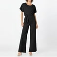 thumbnail image 5 of Huankd Womens Summer Casual Short Sleeve Pants Suit Beach Vacation Romper Belted Dressy Wedding Guest Jumpsuit Jumper Black XL, 5 of 5
