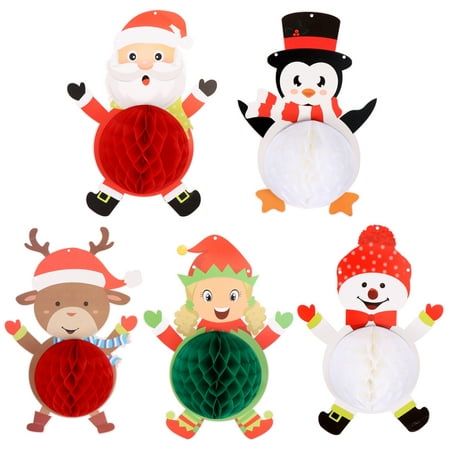 

5Pcs Christmas Paper Pendants Indoor Decorative Props Christmas Decoration