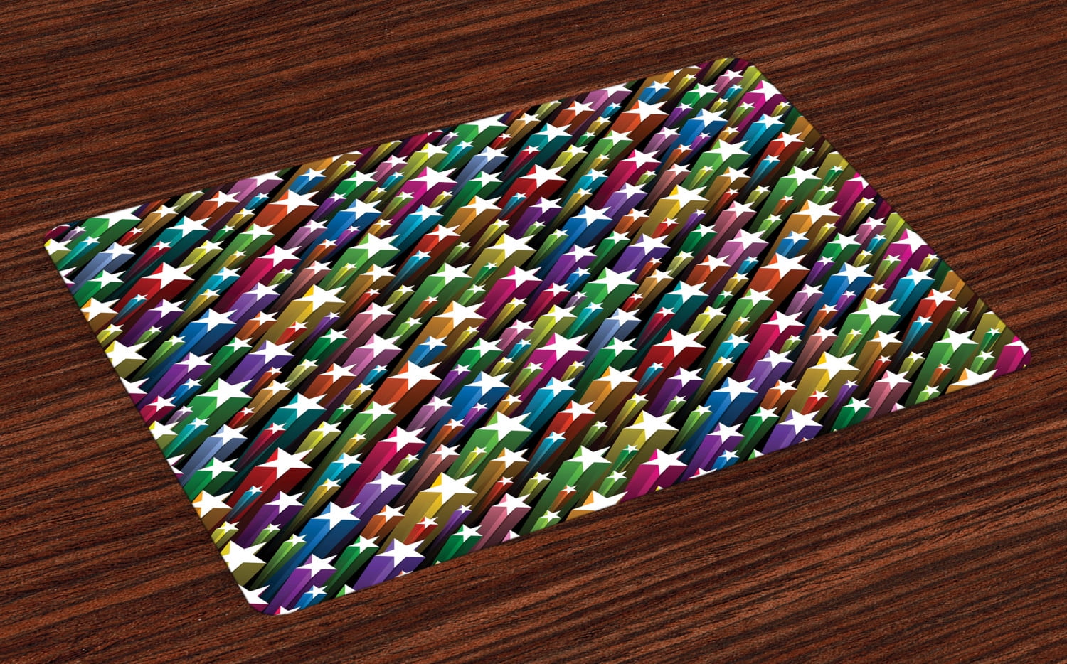Colorful Placemats Set of 4 Colorful Stars Pattern Celebration Theme