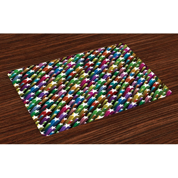 Colorful Placemats Set of 4 Colorful Stars Pattern Celebration Theme