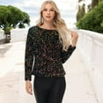 thumbnail image 6 of Women's Long Sleeve Sequin Top Round Neck Sparkle Blouse- Small, Multicolor, 6 of 7