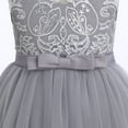 thumbnail image 6 of IBTOM CASTLE Flower Girl Lace Dress for Kids Wedding Bridesmaid Pageant Party Formal Long Maxi Gown Princess Communion Tulle Bow Dresses 5-6 Years Gray, 6 of 8