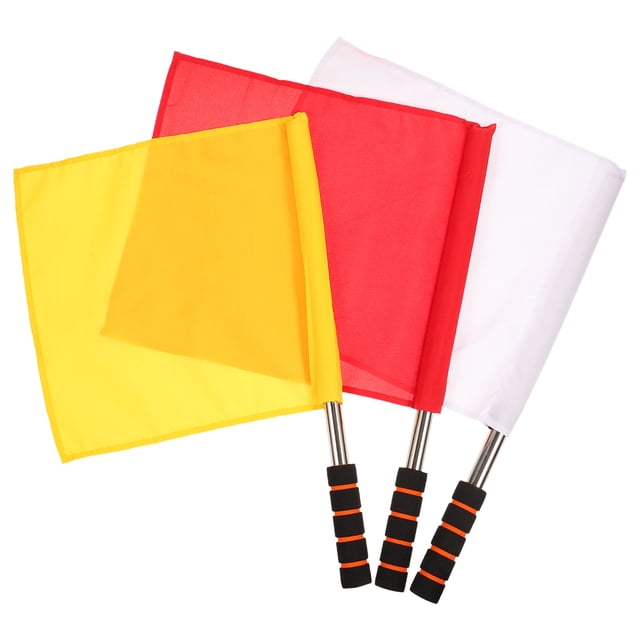 KAKOWELY Sports Commander Flags with Stainless Steel Poles and Assorted Color Fabric for Outdoor Use Lightweight and Durable 3 Pieces,17.91"X13.58"X0.98"