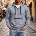 thumbnail image 4 of cllios Half Zip Hoodies for Men with Zippered Front Pocket Drawstring Long Sleeve Casual Hooded Pullover Sweatshirts, 4 of 9