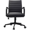 thumbnail image 6 of 2xhome - Black- Modern Mid Back Ribbed PU Leather Swivel Tilt Adjustable Chair Designer  Executive Management Manager Office Chair Conference Room Work Task Computer … (All Black), 6 of 9