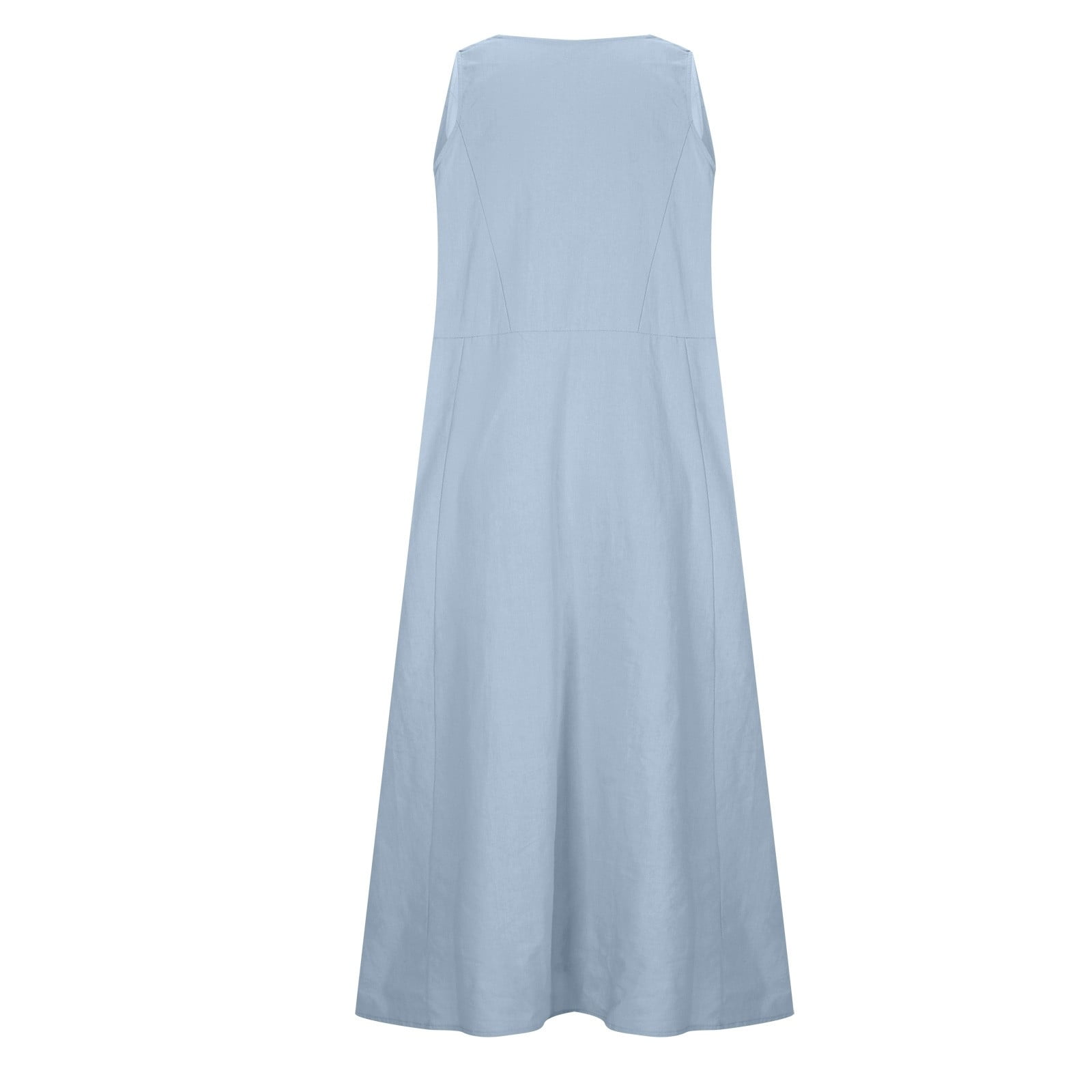 BiZtdJrK Women's Sleeveless Summer Dresses Solid Color Casual Baggy Flowy Maxi Dresses Vacation Beach Sundresses with Pockets, Sky Blue, XXXL