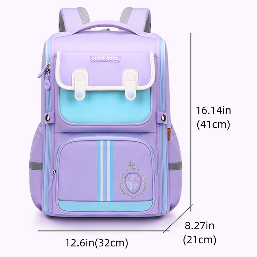 Tyethy School Backpack for Girls, Large Lightweight Kids School Bag Waterproof Wide-open Bookbag for Children, Purple