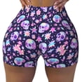 thumbnail image 2 of Gukieu crystal Skull flower cool Print Women's Sports Shorts, Elastic Waist High Stretch Running Yoga Gym Sweatpants-Medium, 2 of 8