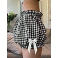 thumbnail image 5 of Rdhnmea Women Plaid Shorts, Elastic Waist Bows Summer Bloomer Shorts, 5 of 6