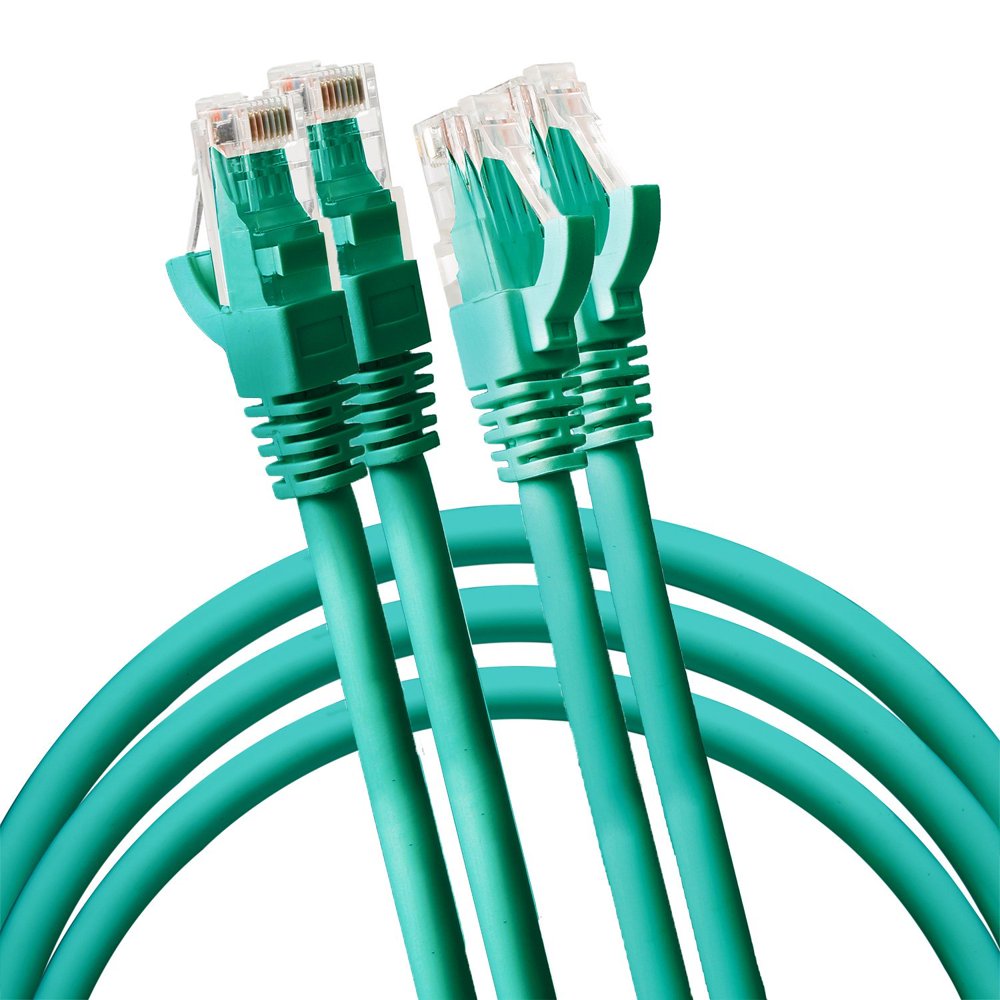 2 PACK Cat6 RJ45 Fast Network Cable 5 Feet Green connects
