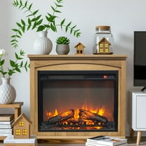 YINGYING 28" Landscape Electric Fireplace, Freestanding Fireplace Heater Realistic Flame Effect for Living Room
