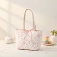 thumbnail image 2 of Floral Quilted Cotton Shoulder Bag Fashion Underarm Bag with Bow Commute Bag for Women Work Shopping Travel (Style A), 2 of 10