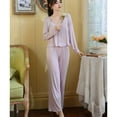 thumbnail image 3 of Defitshape Women's Soft 3 Piece Pajama Set Victorian Vintage Cami Cute Pant Button Pocket Flong Sleeve Vintage Modal Lounge Pj Set Light Purple Small, 3 of 5