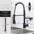 thumbnail image 6 of Brass Kitchen Faucet with Pull Down Sprayer, WOWOW High Arc Commercial Spring Kitchen Faucet for Sinks 1 or 3 Hole, Single Handle Matte Black Kitchen Sink Faucet with Deck Plate, 6 of 6