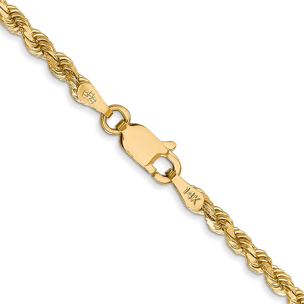 Primal Gold 14K Yellow Gold 2.75mm Diamond Cut Rope with Lobster Clasp Chain