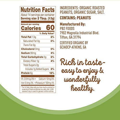 PB2 Foods, The Original PB2, Organic Powdered Peanut Butter, 6.5 oz Pack of 3