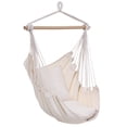 thumbnail image 1 of Outsunny Hammock Chair Swing Hanging Macrame Chair Cotton w/ Two Soft Seat Cushions, for Bedroom Indoor Outdoor Ideal Gift for Kids Lover Birthday Present, White, 1 of 10