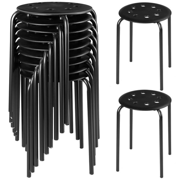 Silla Tuanse apilable con estructura metálica de plástico, 45 cm, juego de 10 unidades